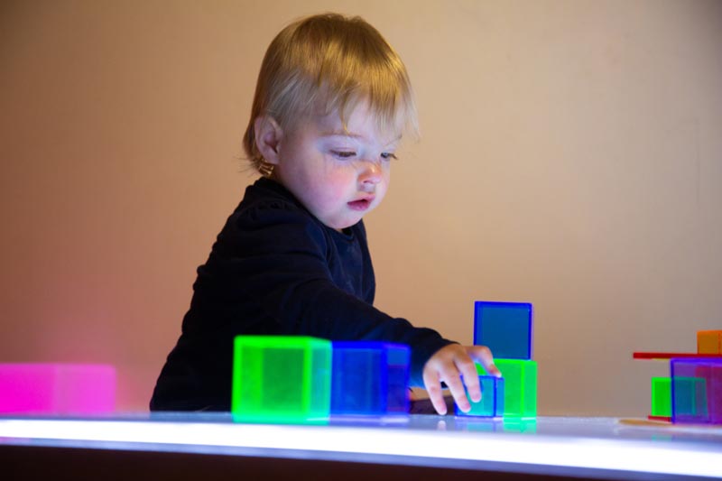 Indoor play with lightup blocks